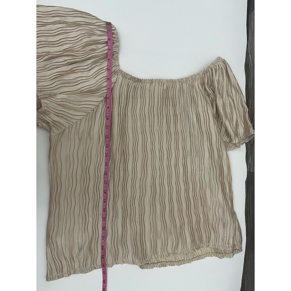 GRACE + EMMA Women’s Top Ivory Blouse Pleated Size XL Square Neck Pullover - Picture 6 of 13